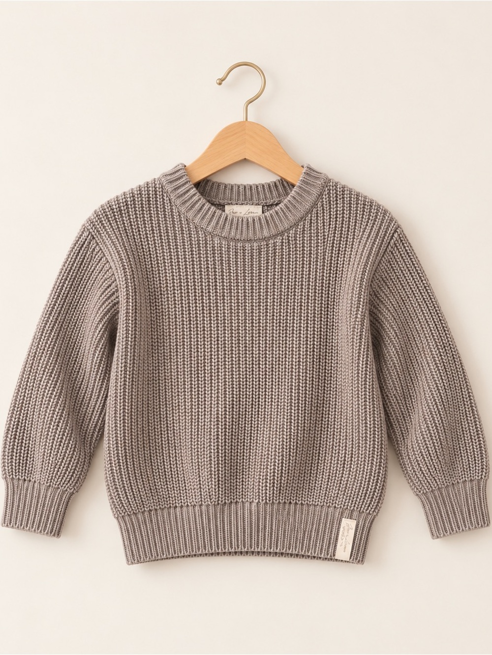 Jax & Lennon knit sweater in Cinder - grey knit pullover - gender neutral 2/3y